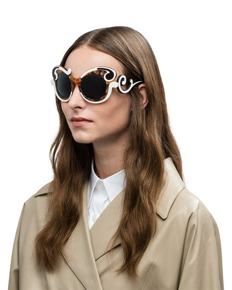 prada minimal baroque sunglasses black|Prada baroque style sunglasses.